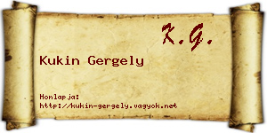 Kukin Gergely névjegykártya